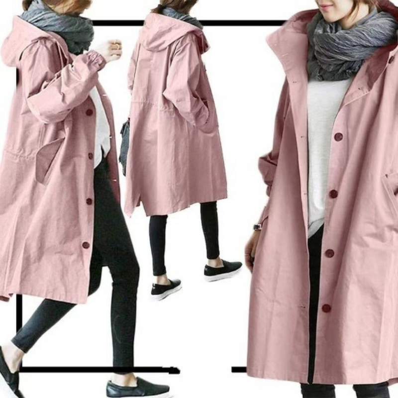 Langer Damen Trenchcoat mit Kapuze - Isabelle