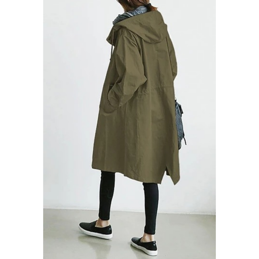 Langer Damen Trenchcoat mit Kapuze - Isabelle