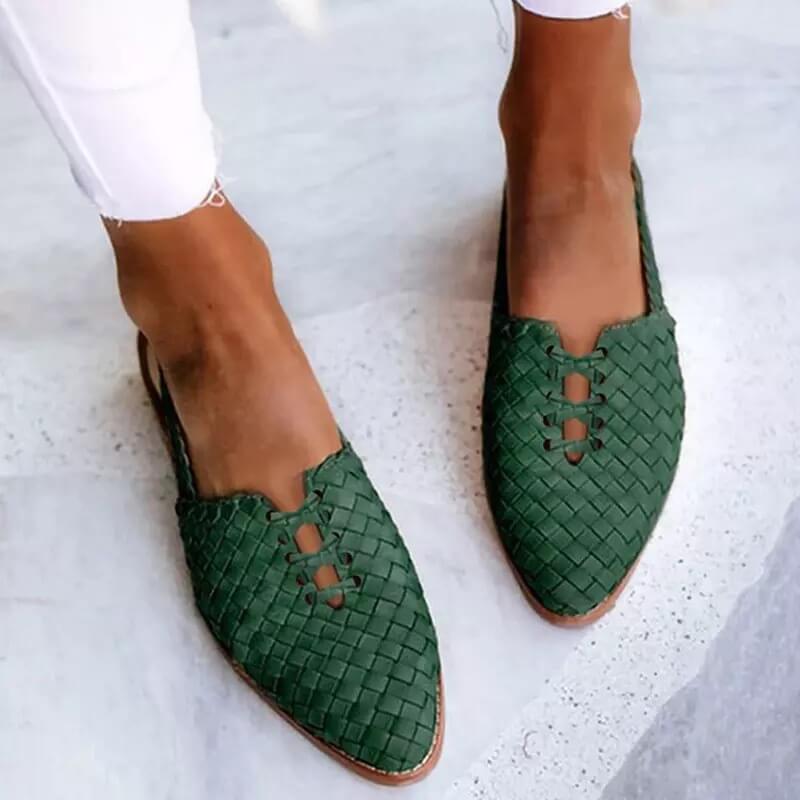 Handgeflochtene Leder-Slipper für Damen - Clara