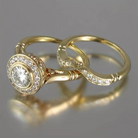 Vintage Goldenes Zirkonia Ringen-Set - Celestia