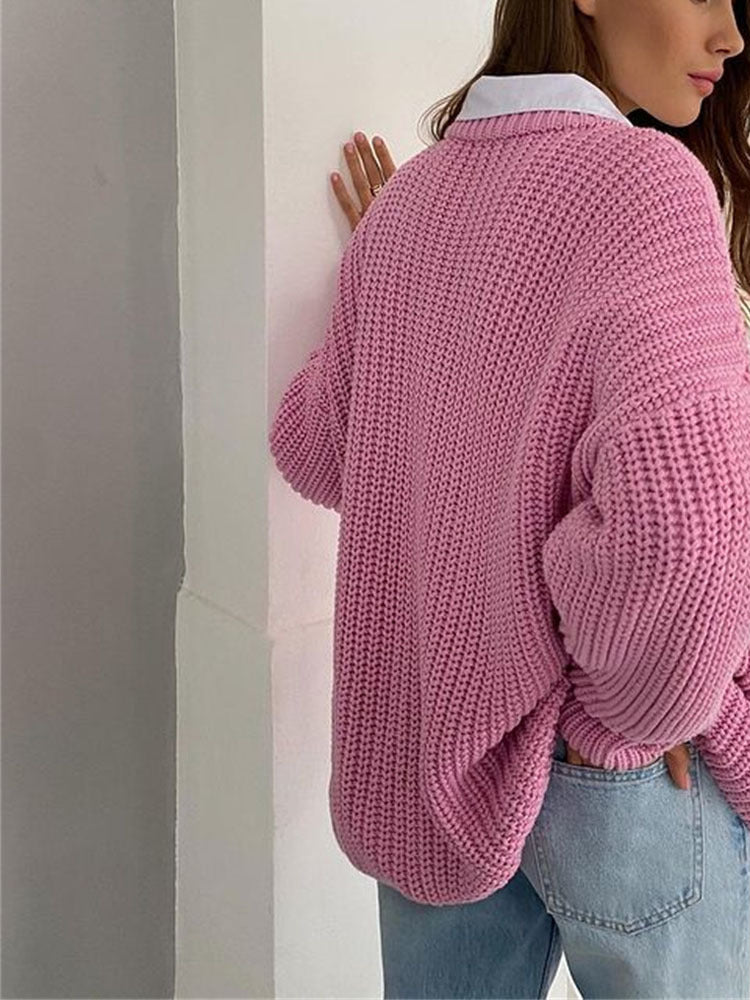 Oversize Grobgestrickter Pullover für Damen – Amara