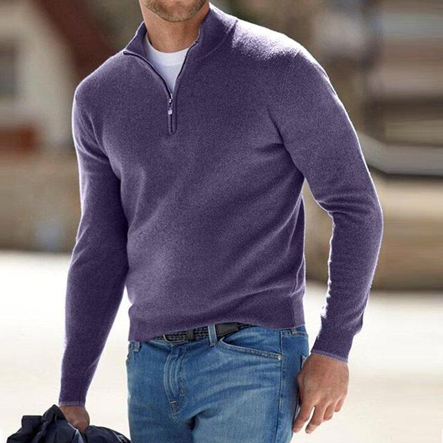 Luca Belloni Merino V-Ausschnitt Pullover mit Reißverschluss