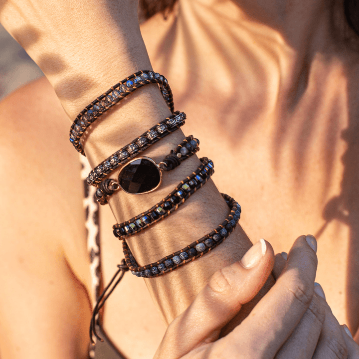 Onyx Mondlicht Schützendes Wickelarmband – Lunara