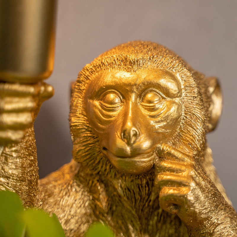 Luxuriöse Goldene Affen-Tischlampe – GoldenChimp