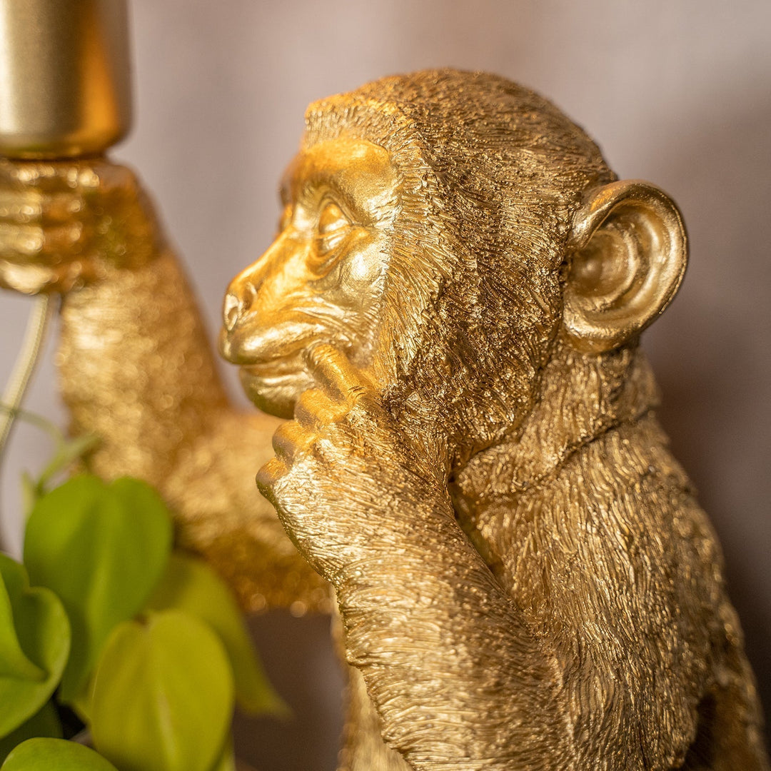 Luxuriöse Goldene Affen-Tischlampe – GoldenChimp