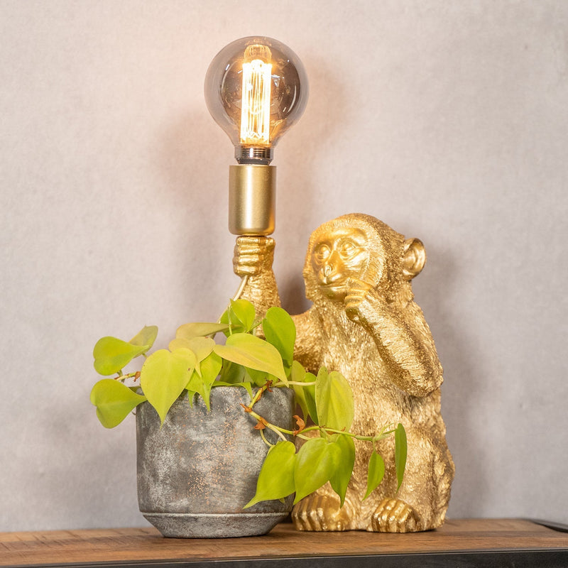 Luxuriöse Goldene Affen-Tischlampe – GoldenChimp