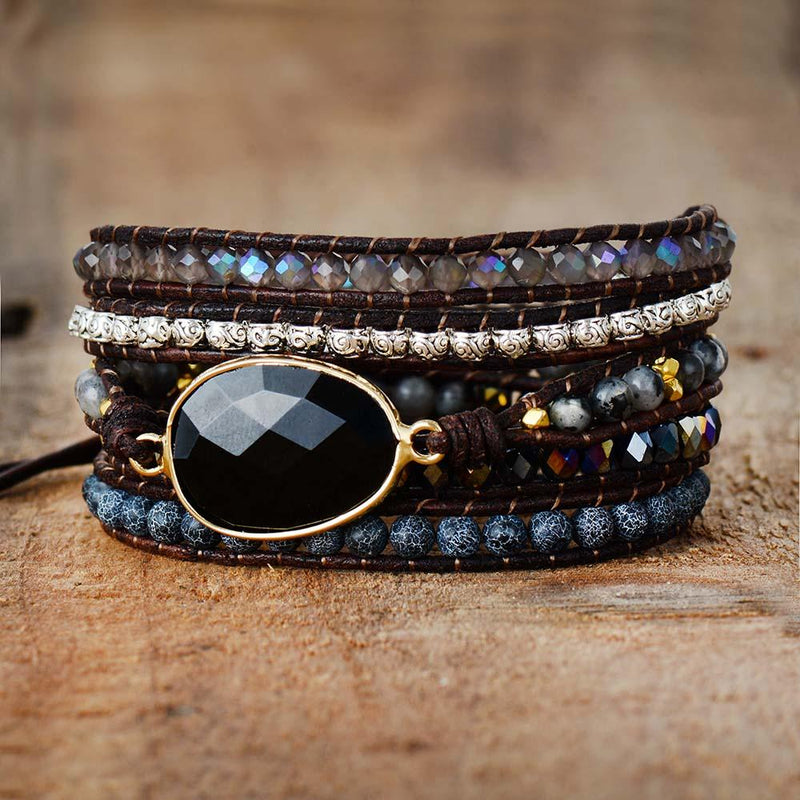 Onyx Mondlicht Schützendes Wickelarmband – Lunara