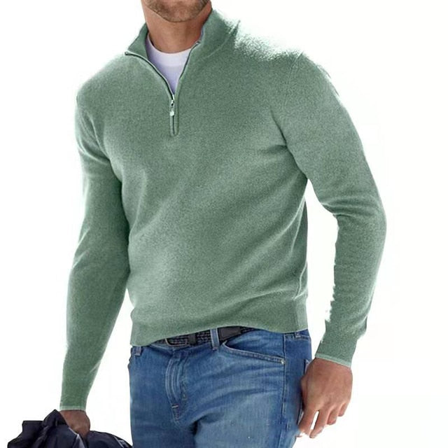 Luca Belloni Merino V-Ausschnitt Pullover mit Reißverschluss