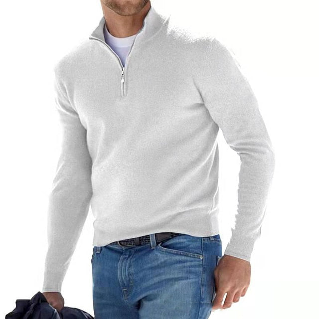 Luca Belloni Merino V-Ausschnitt Pullover mit Reißverschluss