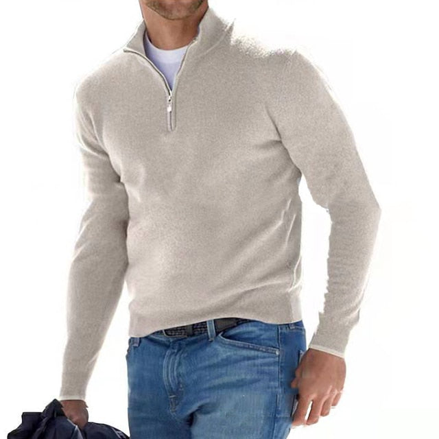 Luca Belloni Merino V-Ausschnitt Pullover mit Reißverschluss