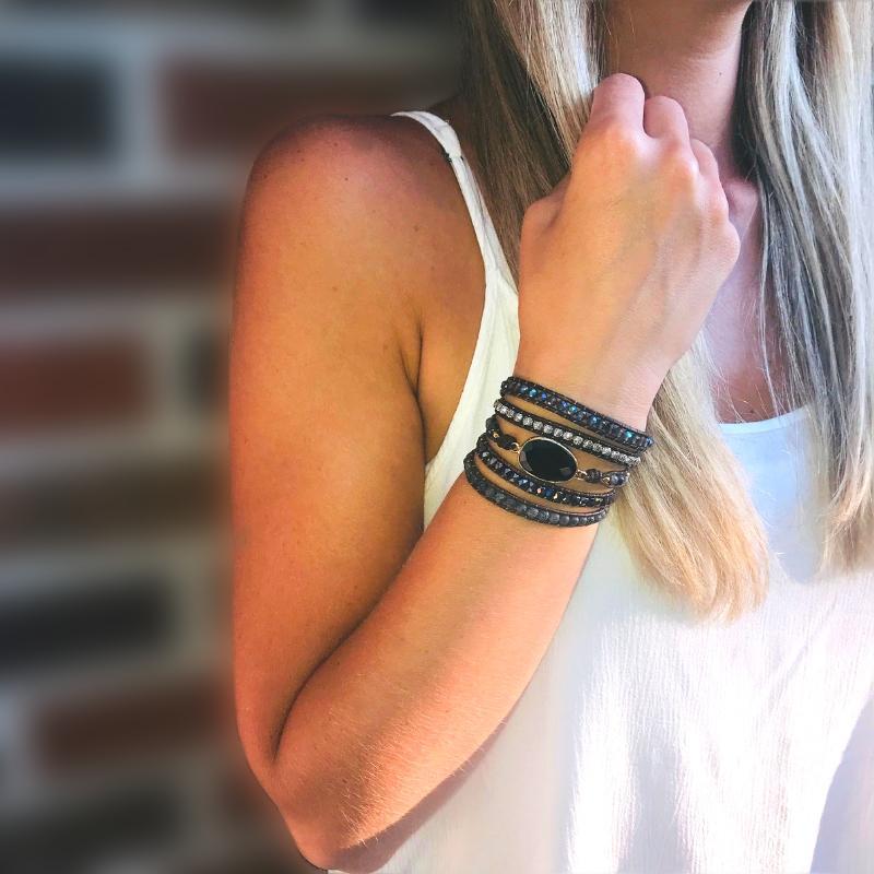 Onyx Mondlicht Schützendes Wickelarmband – Lunara