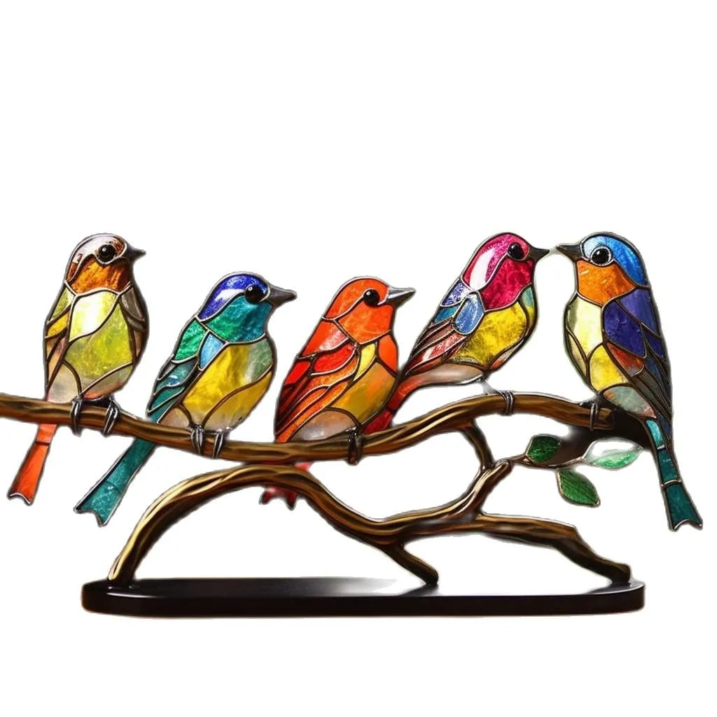 Bunte Vögel auf Zweig Dekorative Skulptur - ColorBirds