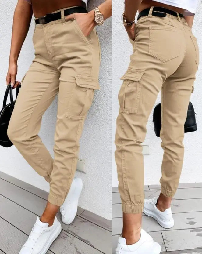 Damen Cargo-Hose mit Stretch und Hoher Taille - Livia