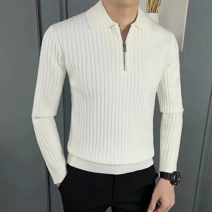 Herren Merino Polopullover mit Reißverschluss - Ethan