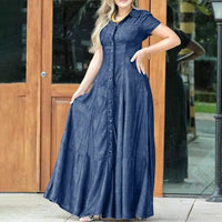 Elegantes Maxi-Denim-Kleid in Übergröße