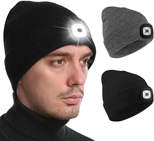 Warme LED-Beanie-Mütze mit Licht - Robin