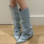 Kniehohe Denim Stiefel - Stella