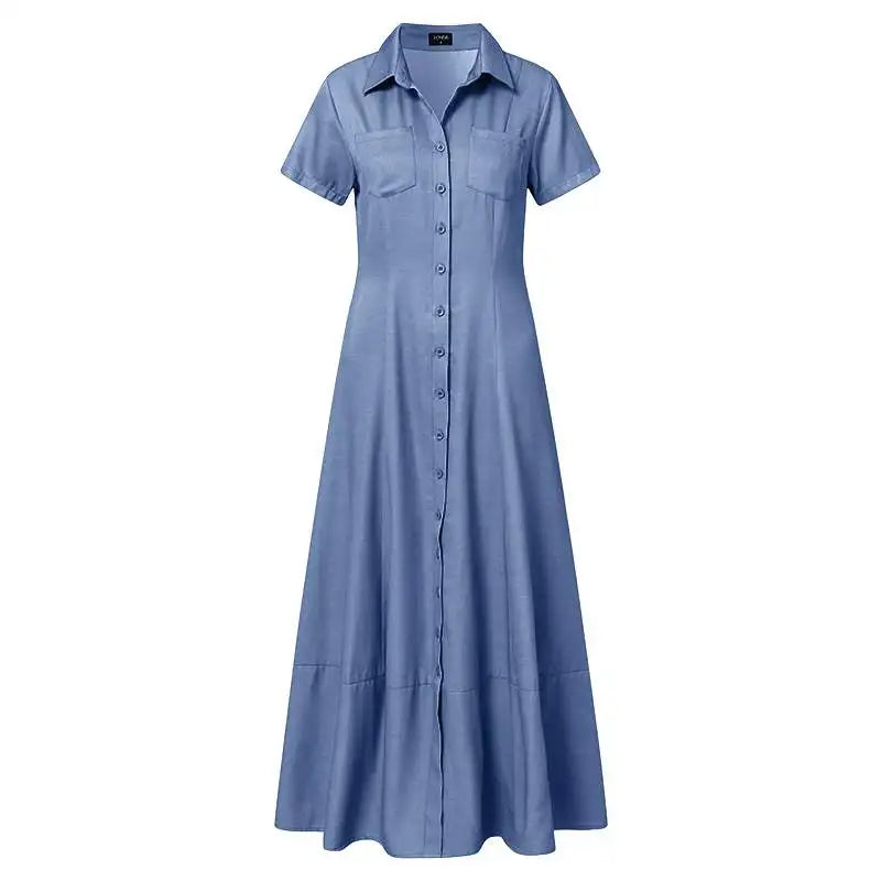 Elegantes Maxi-Denim-Kleid in Übergröße