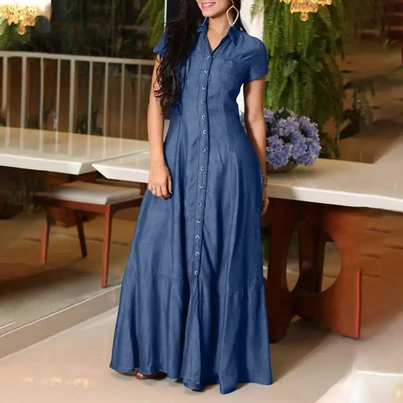 Elegantes Maxi-Denim-Kleid in Übergröße