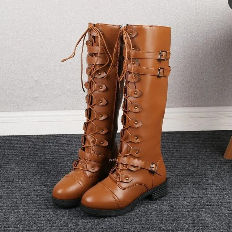 Elora - Robuste Steampunk Schnürstiefel für Damen