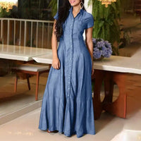 Elegantes Maxi-Denim-Kleid in Übergröße