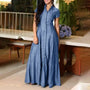 Elegantes Maxi-Denim-Kleid in Übergröße