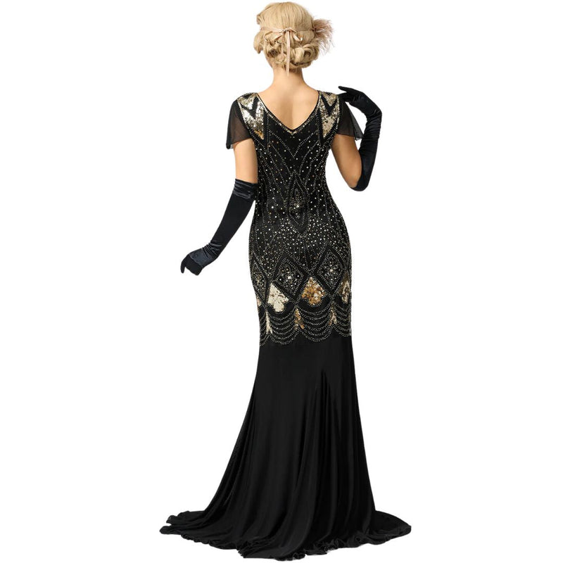 Charice Lange Jahre 20er Flapper-Kleid mit Pailletten