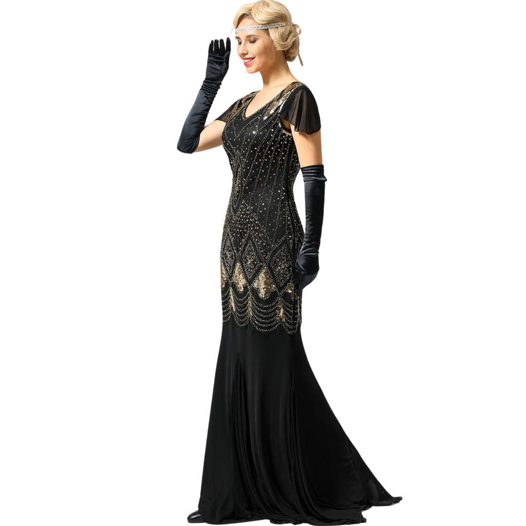 Charice Lange Jahre 20er Flapper-Kleid mit Pailletten