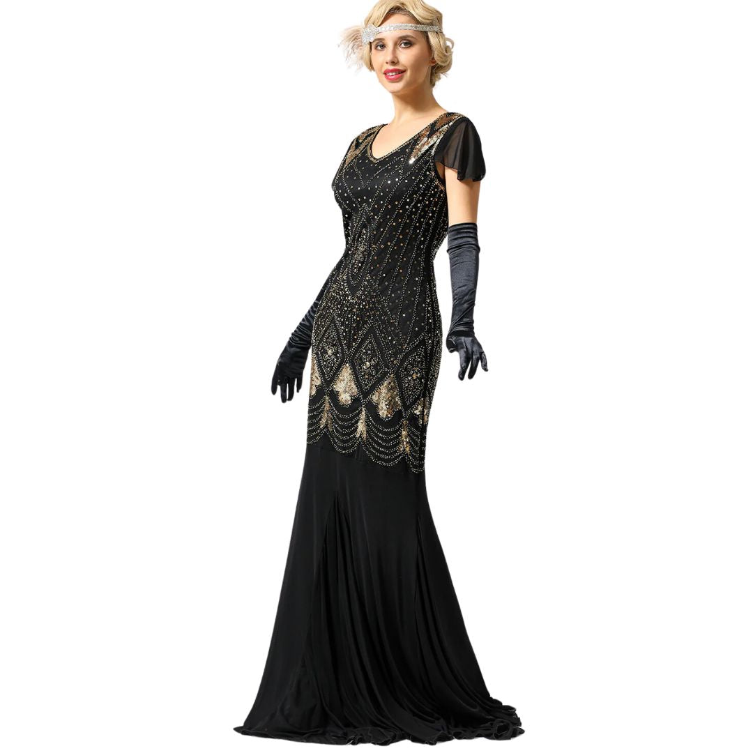 Charice Lange Jahre 20er Flapper-Kleid mit Pailletten