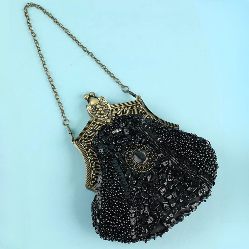 Linda Schwarze Vintage Abendtasche