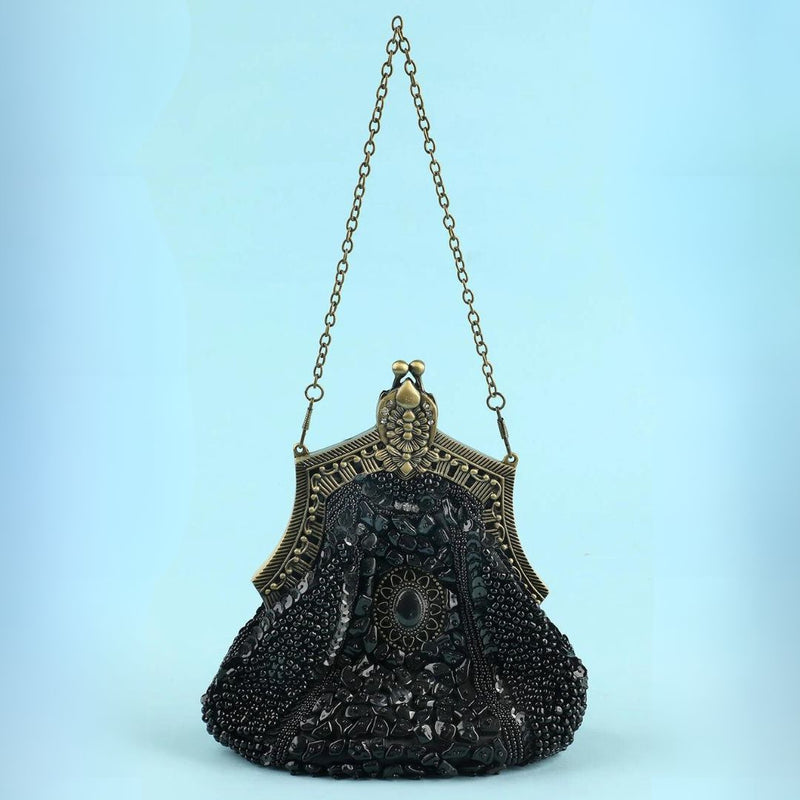 Linda Schwarze Vintage Abendtasche