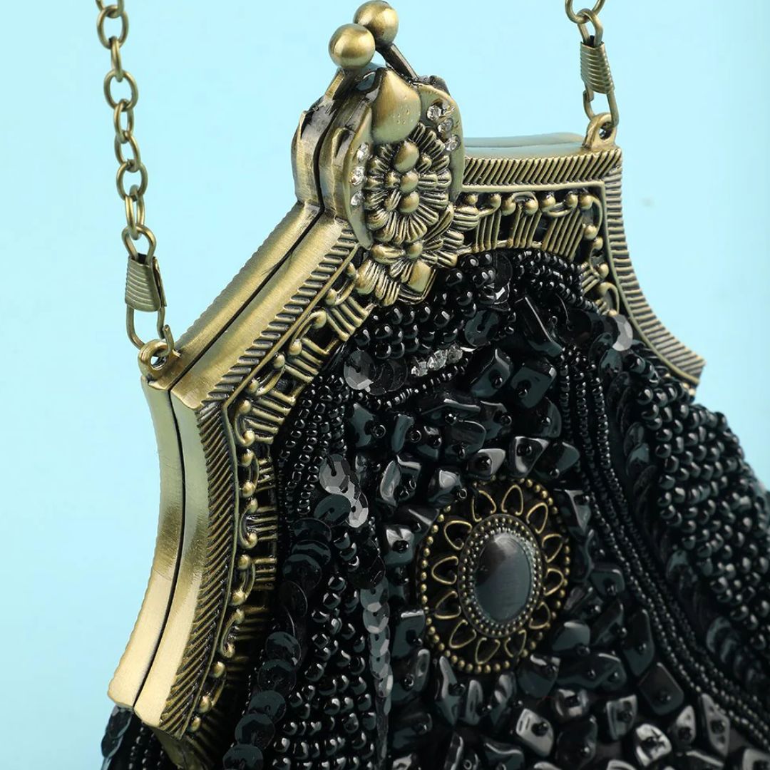 Linda Schwarze Vintage Abendtasche