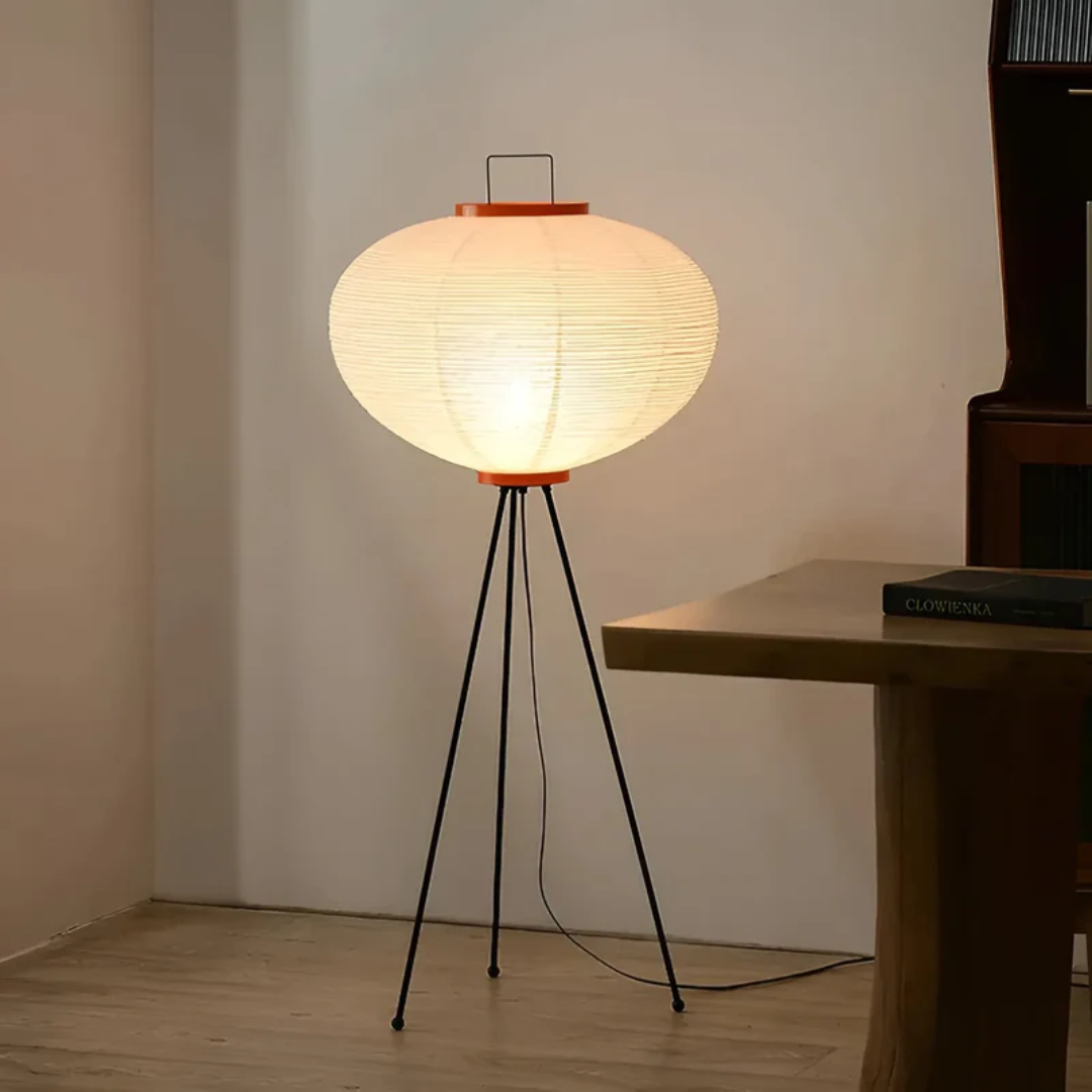 Wabi-Sabi Stehende LED-Lampe aus Reispapier - ZenAura