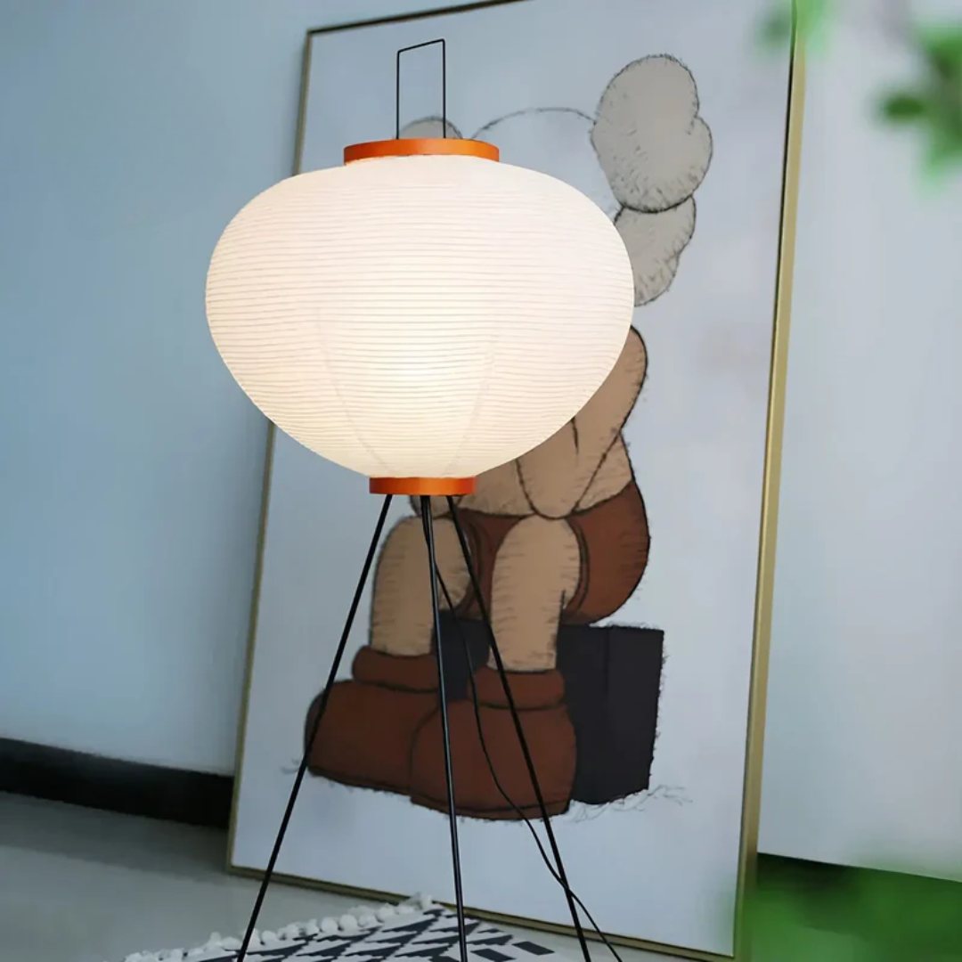 Wabi-Sabi Stehende LED-Lampe aus Reispapier - ZenAura