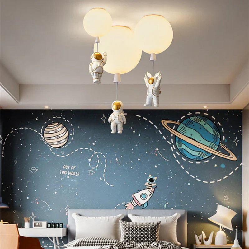 Trendy Mond/Astronaut Kinderzimmer LED Deckenleuchte - CosmoGlow