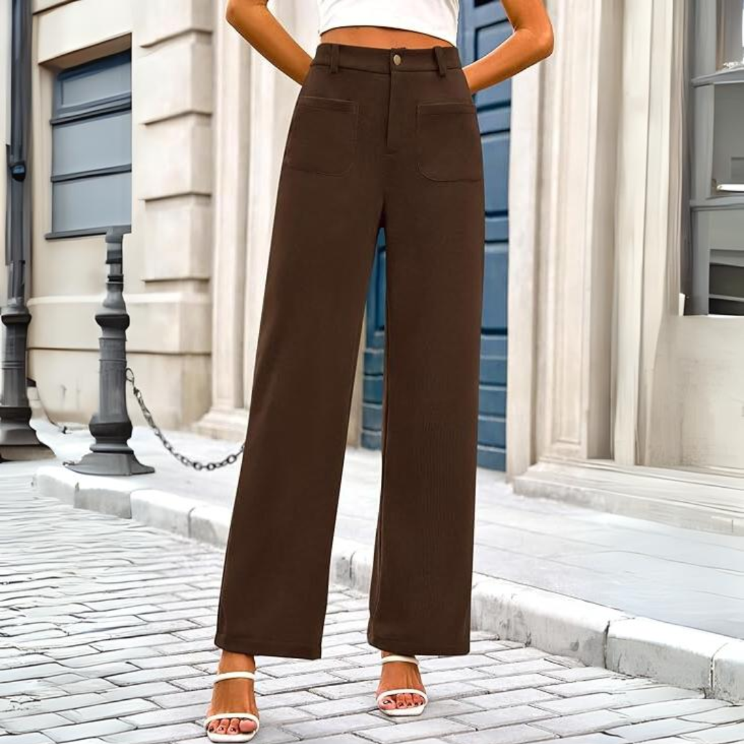 Casual Weite Palazzo-Hose mit Hohem Bund und Taschen – Clarissa