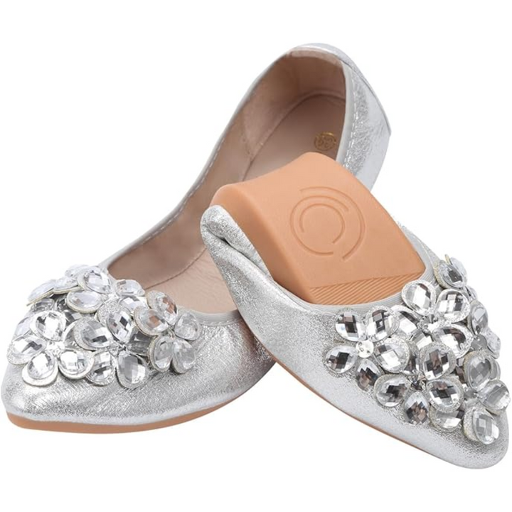 Glitzernde Rhinestone-Ballerina-Flats – Yelena