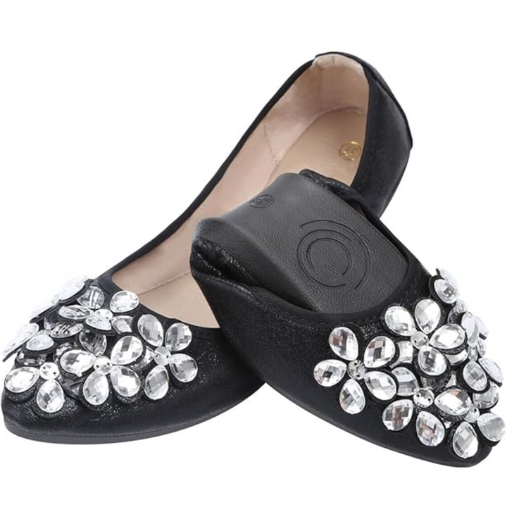 Glitzernde Rhinestone-Ballerina-Flats – Yelena