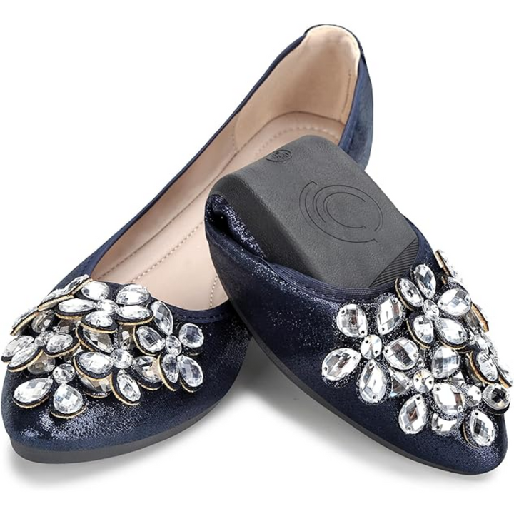 Glitzernde Rhinestone-Ballerina-Flats – Yelena