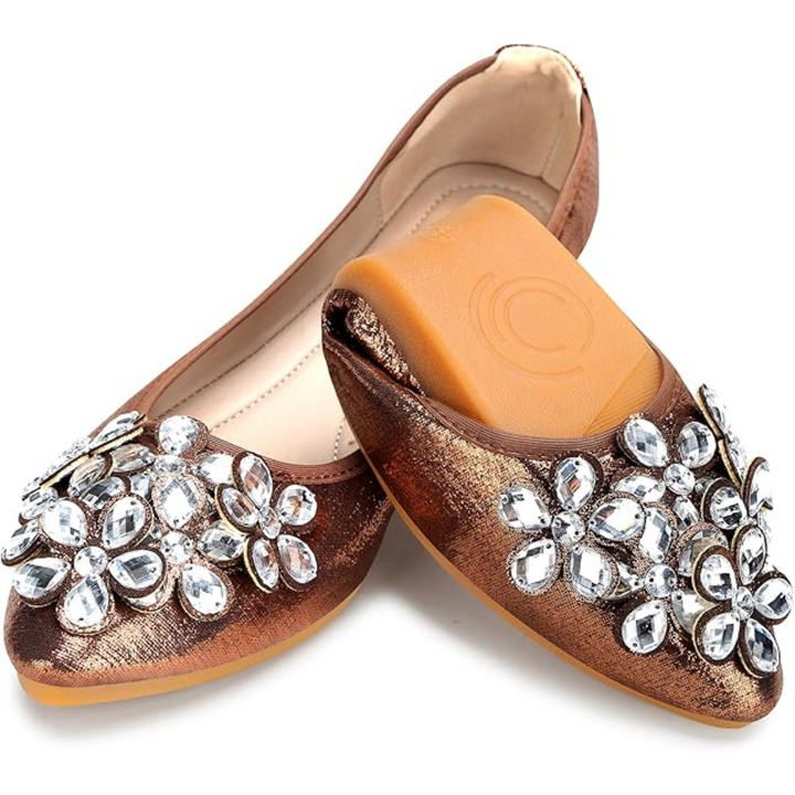 Glitzernde Rhinestone-Ballerina-Flats – Yelena