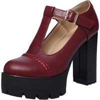 T-Strap Chunky Plateau High Heels – Jane