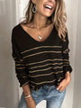 Gestreifter V-Ausschnitt Pullover - Lina