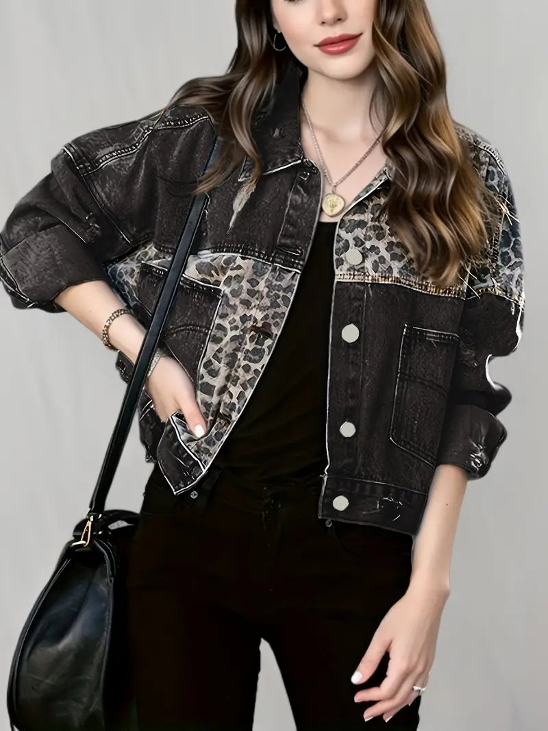 Wildly Chic Leopardenmuster Denimjacke – Leona