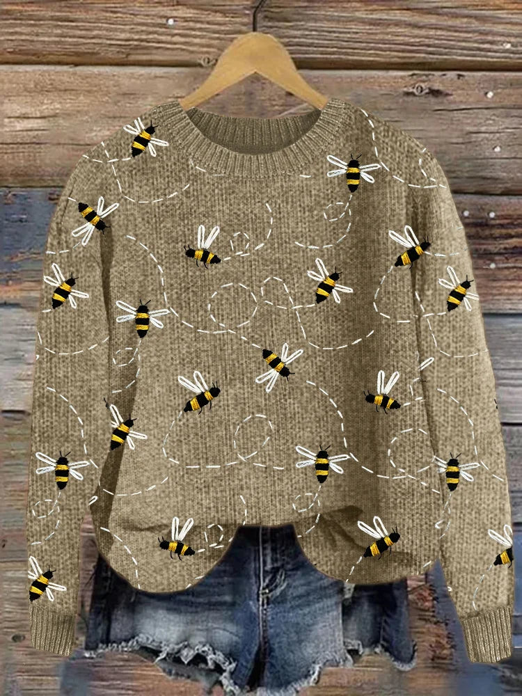 Charmanter Strickpullover mit Bienenstickerei - Marlise