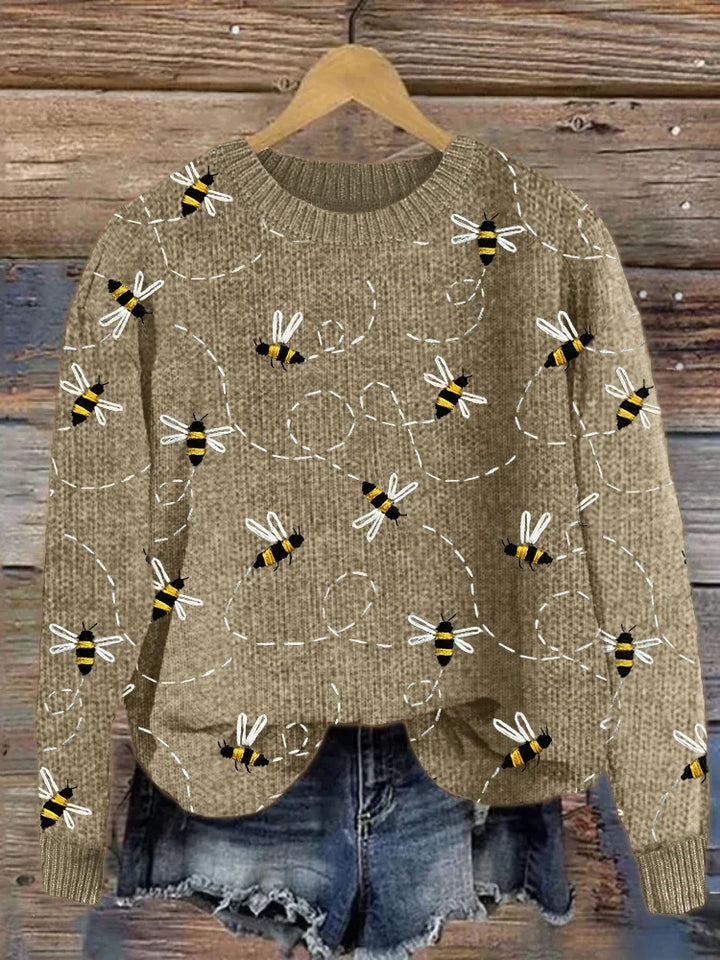 Charmanter Strickpullover mit Bienenstickerei - Marlise