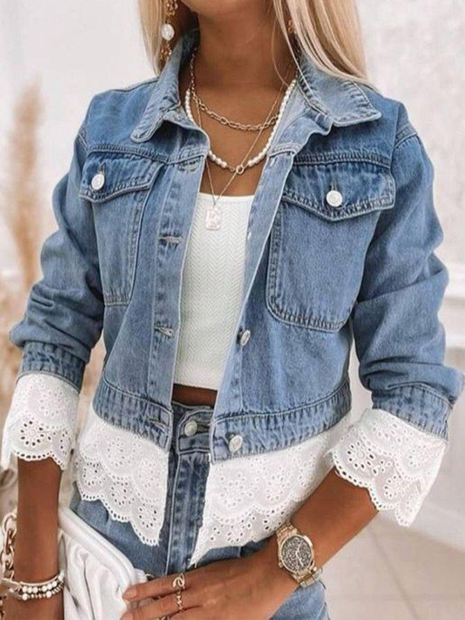 Blaue Patchwork-Denim-Jacke - Rowena