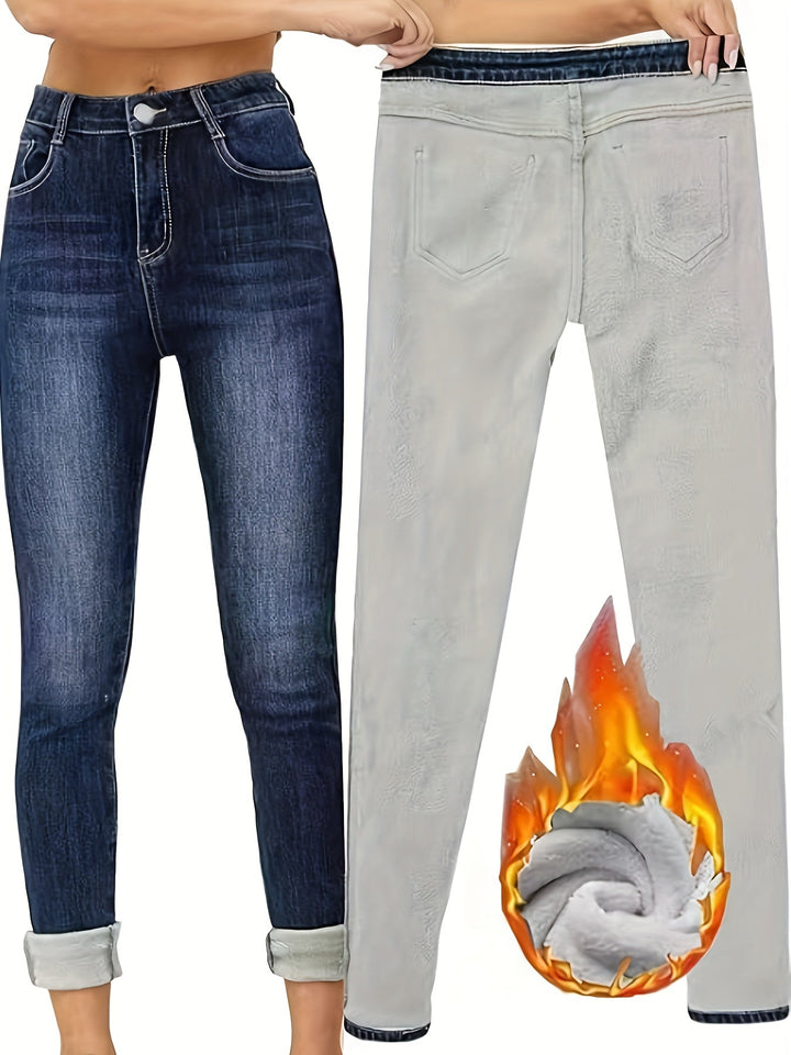 Warme Skinny Jeans mit Futter - Selvia