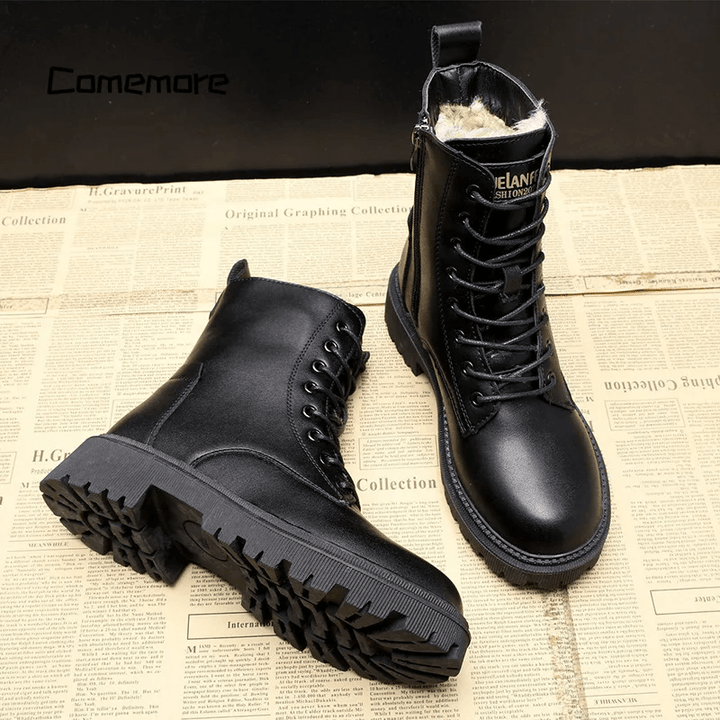 Luxus schwarze Damen-Winterstiefel aus Leder – Bella