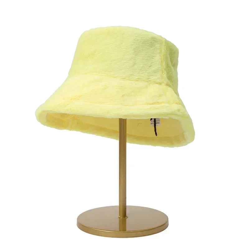 Warme Herfst Bucket Hat van Konijnenbont voor Dames - Lorna