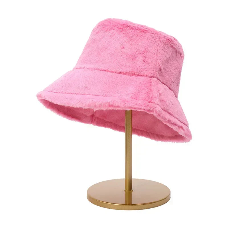 Warme Herfst Bucket Hat van Konijnenbont voor Dames - Lorna